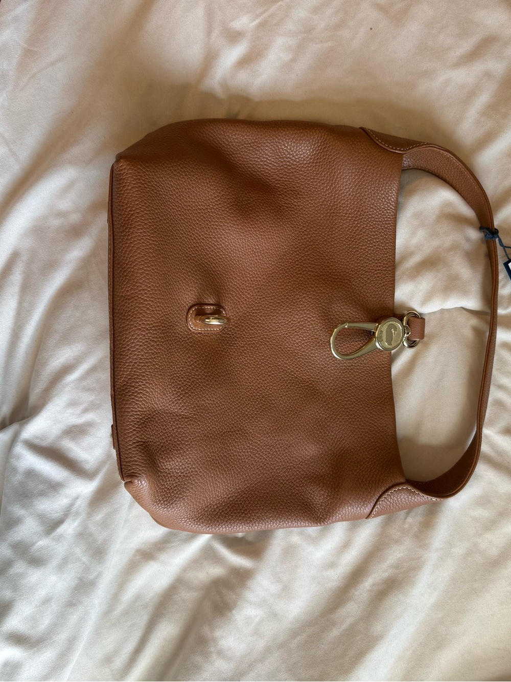 Dooney & Bourke Tan Pebble Leather Shoulder Bag with Gold Hardware
